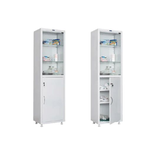 Шкаф медицинский HILFE МД 1 1650/SG верх стекло, низ сталь — МедиМакс