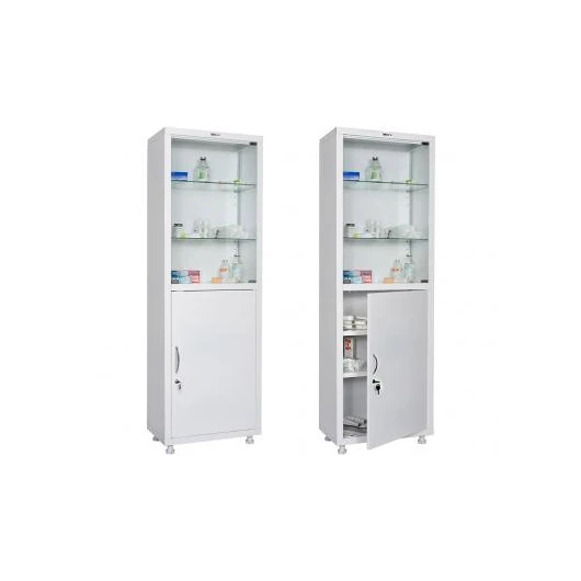 Шкаф медицинский HILFE МД 1 1760/SG верх стекло, низ сталь — МедиМакс